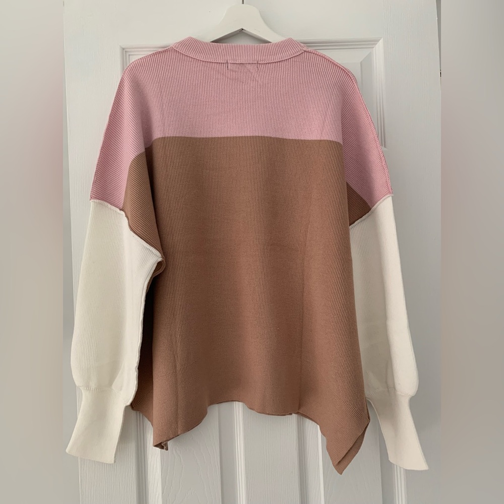 Lillusory Colorblock Pink and Brown Sweater - Picture 2 of 4
